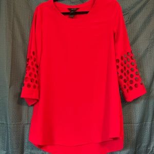 Red Flared Sleeve Blouse